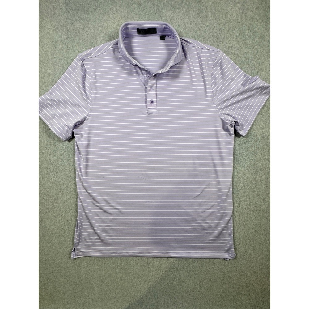 G/FORE Mens Golf Polo Shirt XL Purple Lavender Striped Short Sleeve Performance